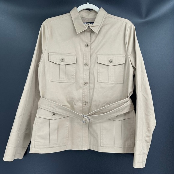 New York & Company Jackets & Blazers - New York & Company 7th Avenue Khaki Tan Belted Safari Utility Jacket Medium